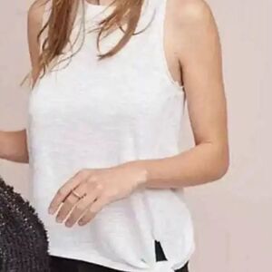 MAEVE Anthropologie X-Small White Tie Front Tank Top Crewneck Pullover Burnout